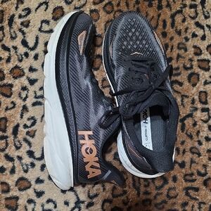 Hoka Charcoal and Peach Athletic Shoes